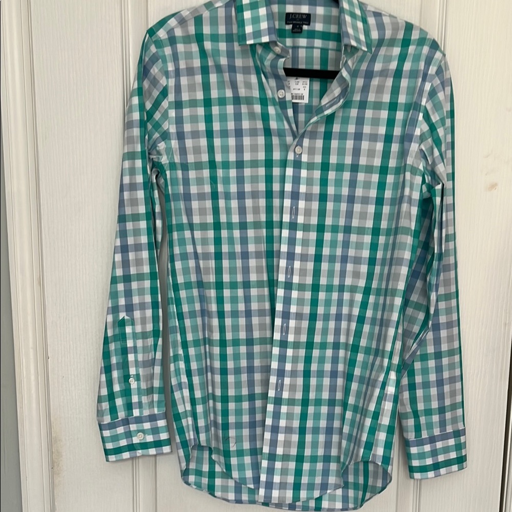 J. Crew Men's Green Checkered Shirt